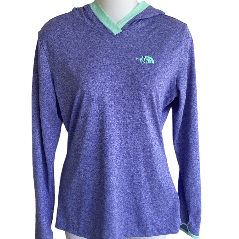The North Face Ladies Small Hooded Athletic Shirt Long Sleeves Thumb Hole Purple